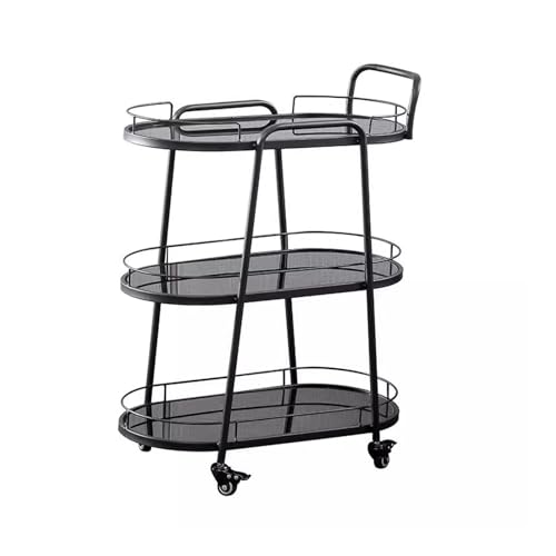 CLLXDZ Carrito Auxiliar de Acero Inoxidable, Carrito de Cocina con Ruedas, Camarera con Ruedas, for el Comedor de la Cocina del Hog(Black)