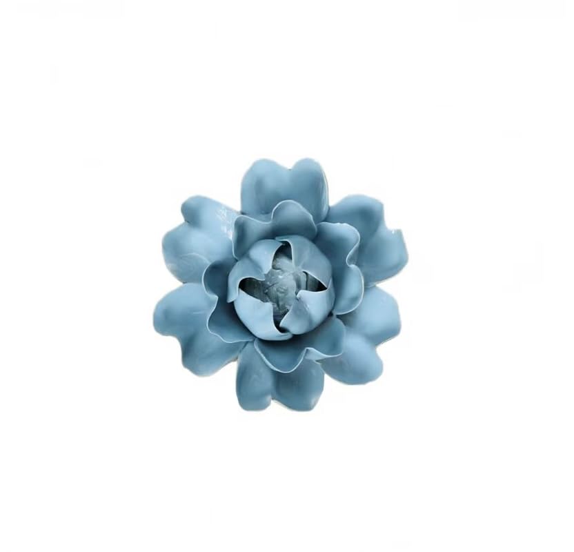 Light Blue,Luoyang Peony, 2.76",Ceramic Flower Wall Art Decor, Artificial Flower Wall Sculpture,Handmade Ceramic Flowers for Home,Hallway,Living Room, Kitchen,Bathroom