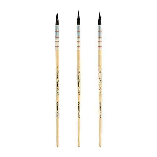 Creative Mark Harmony Blue Squirrel Quill Watercolor Brush Size # 1, Pack of 3 - Professional Watercolor Brushes for Artists