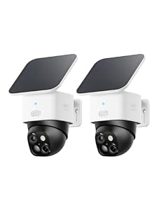 eufy Security SoloCam S340 (2-Cam), Dual Cameras, Solar Powered, Home Security Camera Outdoor Wireless, 3K, 360° Surveillance, No Blind Spots, 2.4 GHz Wi-Fi, No Monthly Fee