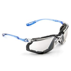 3M Safety Glasses, Virtua CCS, ANSI Z87, Anti-Fog, Indoor/Outdoor Mirrored Lens, Blue Frame, Corded Ear Plug Control System, Removable Foam Gasket, Pack of 1