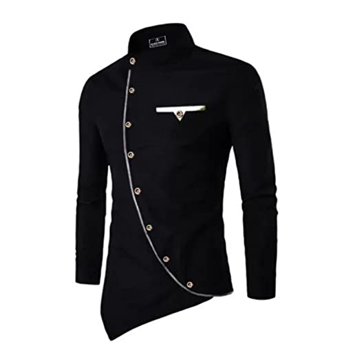 Image of Men's Solid Cotton Full Sleeve Stylish Ethnic Wear Short Kurta (KK-B C 101)