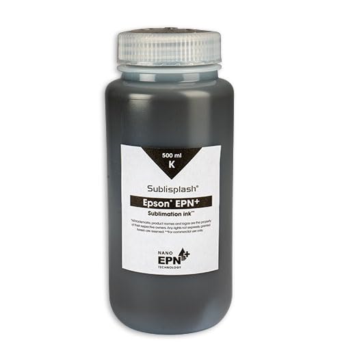 Sublisplash® EPN+ in 500 ml Flaschen Sublimationstinte für Textildruck, Transferdruck, Sublimation Ink kompatibel für Epson, CMYK, Farbe:Black