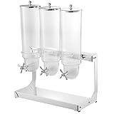 Triple Countertop Cereal Dispenser with Stainless Steel Base, 10.5L Dry Food Dispenser Cereal Containers Storage Dispenser Snack Organizer For Kitchen Or Pantry
