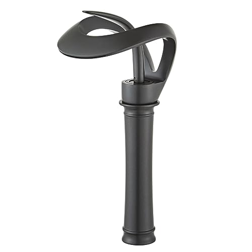Robinet cascade en laiton massif gris pour vasque haute de salle de bain