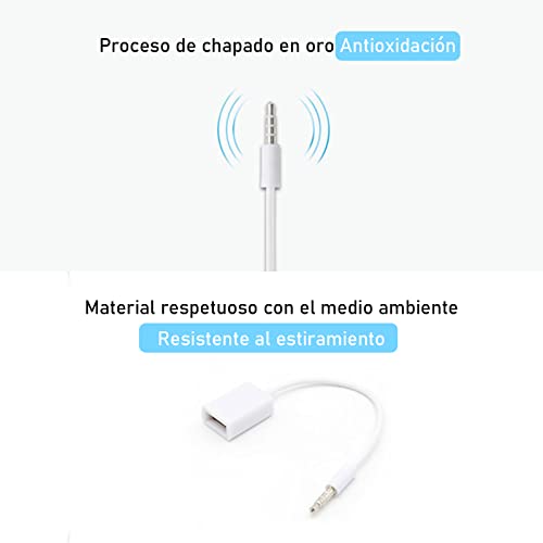 Adaptador USB a Jack 3.5mm para audio de auto miniatura 6