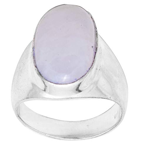SilverArt Choose Your Color Gemstone 925 Sterling Silver Plated Handmade Teardrop Promise Ring for Men's (10, Genuine Rainbow Moonstone)