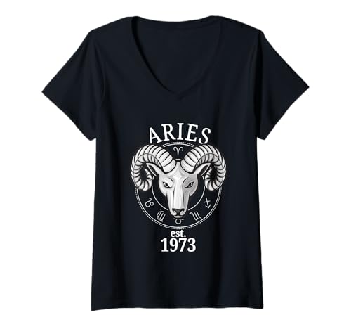 Donna Zodiac Ariete Ram Nato nel 1973 Maglietta con Collo a V