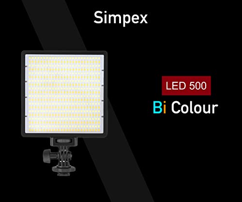 Image of Simpex Camera LED 500 Bi Pocket Size with li-on NP F 770 Battery with Micro USB Charging, Dimmable 3200k - 5600k, Compatible with Tripods, Monopods, Camera Stand, Table top tripods etc.