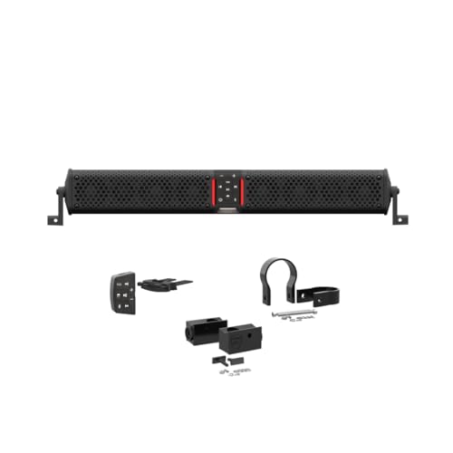 wet sounds STEALTH-XT-8-B Stealth XT 8 Speaker All-in-One Amplified Bluetooth Soundbar with Remote – Black with Slider Brackets and 1.75