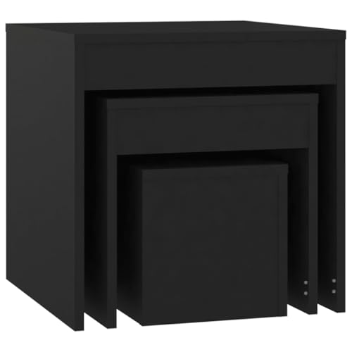 vidaXL Mesas Apilables 3 Piezas Consola Auxiliar Mesita Salón Lateral Té Café Sofá Sala de Estar Muebles Mobiliario Madera Contrachapada Negro - imagen 7