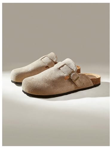 MakeMeChic Women's Suede Round Toe Flat Shoes Faux Leather Slip On Platform Mules2