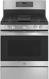 GE JGB735SPSS 30 Inch Freestanding All Gas Range with Natural Gas, 5 Sealed Burners, Griddle, 5 cu. ft. Total Oven Capacity
