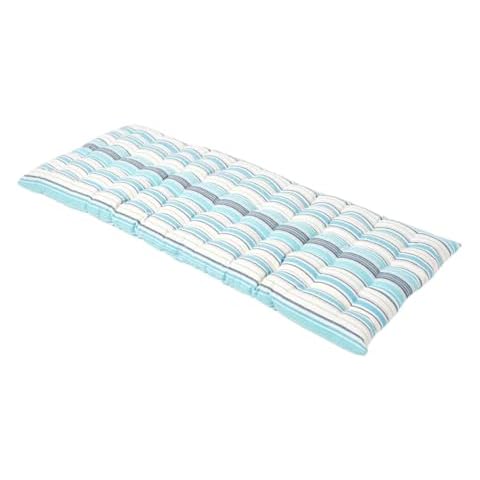 HOMESCAPES Blue Stripe Garden Bench Cushion Cover