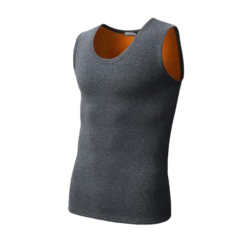 Thermal Tank Top for Men with Fleece Lined Thermal Shirts Sleeveless Tops Underwear Warm Base Layer Vest Cold Weather