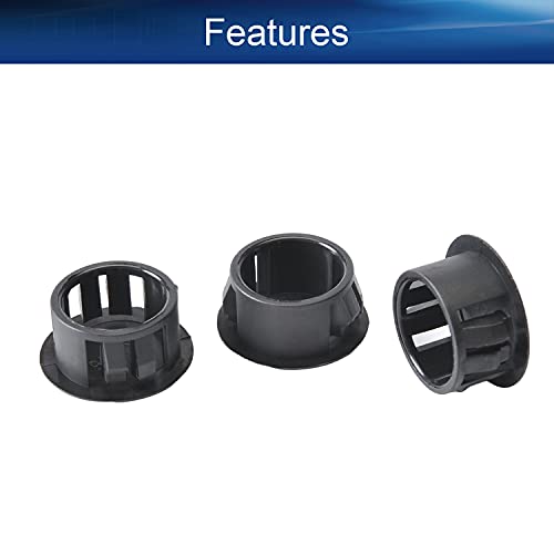 Image of Heyiarbeit 30pcs Hole Plugs 5 /8 inch / 16mm Nylon Plastic Round Snap in Type Locking Hole Tube Furniture Fencing Post Pipe Insert End Caps Black Tone
