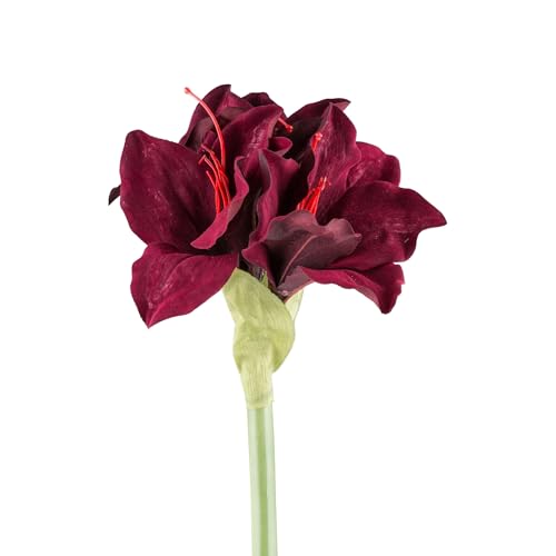 CREATIV green Amaryllis Kunstblume 50 cm Rubin rot – Weihnachtsdeko...