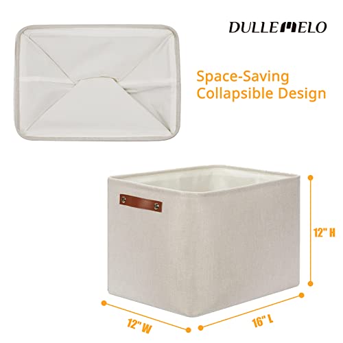 Image of DULLEMELO Storage Baskets Large 16 inchx12 inchx12 inch Tall Rectangular Baskets Fabric Storage Bins for Organizing [1 Pack] Collapsible Linen Shelf Baskets for Clothes, Toys, Closet, Laundry (Beige)