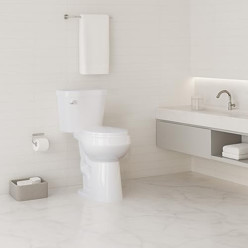 Two-Piece Toilet, 21" Height, Round Bowl for Bathrooms with Soft Close Seat, Extra Tall Height Toilet with 1.28 Siphonic Flush Cotton White