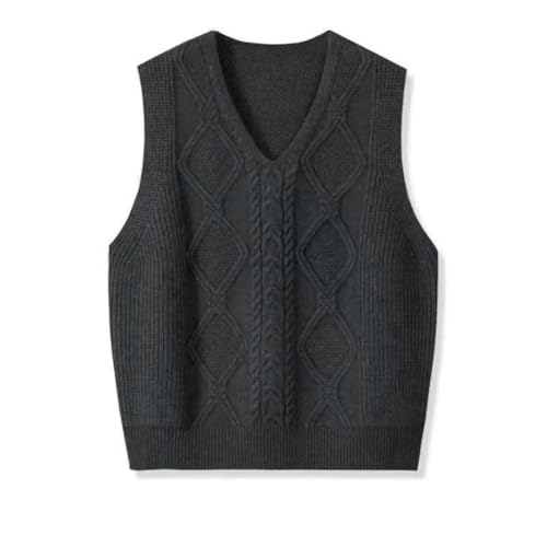 Men Retro Solid Color Sweater Vest V-Neck Knit Tanks Tops V-Neck Loose Sleeveless Tops3
