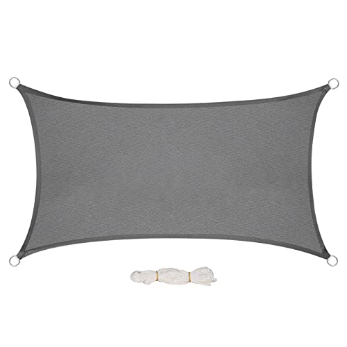 WOLTU Toldo Vela Impermeable Rectangular 2x4 m Poliéster Protección Rayos UV Intemperie para Patio Exteriores Jardín Color Arena Gris