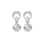 Pendientes de tuerca de circonita cúbica para mujer, aretes de cartílago de plata geométrica con parte trasera de fricción para boda