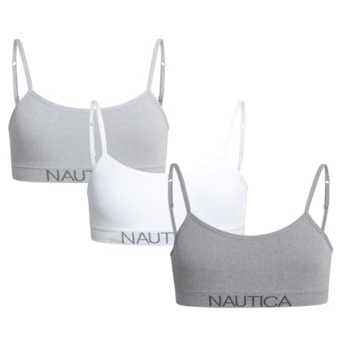 Nautica Girls Training Bra - 3 Pack/6 Pack Seamless Padded Bralette Underwear for Girls with Removable Pads (Sizes: S-XL)