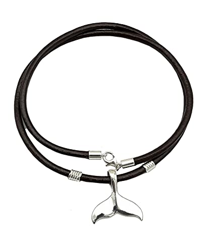 Collar Cola de Ballena - Cola de ballena plata y Cuero - Collar surf con cola de Ballena Cover