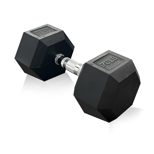 Ritaifer 70LB Rubber Hex Dumbbell Coated Free Weight for Home Gym