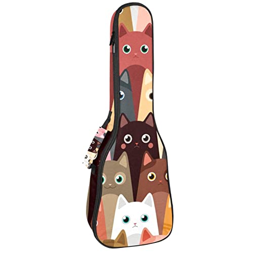 Housse ukulélé ténor étanche et rembourrée à motif chat rigolo