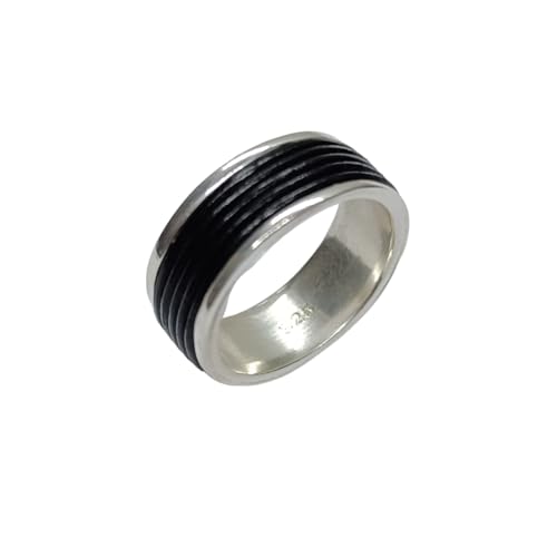 Bague en argent 925 et cuir véritable fait main pour un style unique