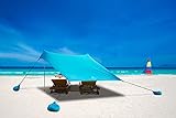 ALPHA CAMP Beach Shade Tent Portable Canopy Sun Shelter with Sandbag Anchors - Family Size 7.2x6.5FT Blue