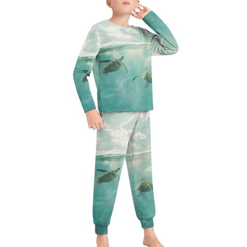 Sea TurtlesBoys Casual Comfort Pajamas, Long Sleeve Pajama Set160CM
