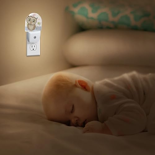 Image of Night Light,Cute Cartoon Owl and Butterfly Night Lights Plug Into WallDusk to Dawn Sensor for Bedroom Bathroom and Living Room for Women /Girls Gift