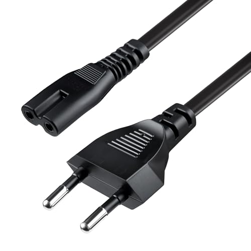 Tolesum 1.5M (4.9FT) Câble d'alimentation EU Plug C7 Bipolaire 2 Câble pour PS5 / PS4 / PS3 / Xbox Série X/S - Noir
