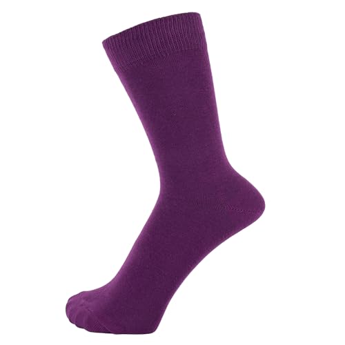 ZAKIRA Dress Socks Calcetines de Vestir de algodón Peinado en Colores Vivos Lisos para Hombres y Mujeres, Talla 7-12 (EE. UU.), Morado, Púrpura