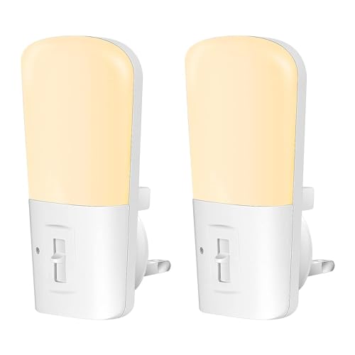 Ufanore Night Light, LED Night Light Plug in with Dusk to Dawn Sensor, Adjustable Brightness 0-80LM, 3000K Soft Night Light, Kids Night Lamp for Bedroom Bathroom Hallway Stairway, 2 Pack