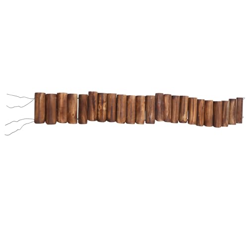 Luxshiny Valla de Madera para Jardín Exterior, Borde Flexible de 15 CM, Adecuado para Separación de Patio y Decoración de Césped