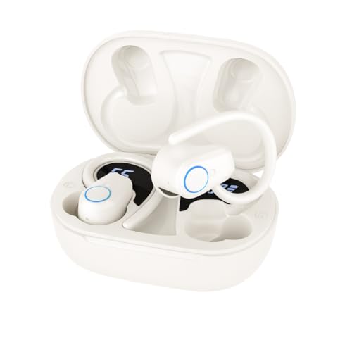 Fone de Ouvido, Bluetooth 5.4, IPX4 à Prova D'Água, Com Microfone Embutido. Design Esportivo e Ergonômico, Ideal Para Corridas, Atividades Físicas, Compatível com IPhone e Android, Anti Ruído (Branco)