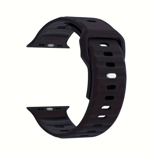 Sport Bands 1-Pack Compatible with Apple Watch Ultra 2 Band 49mm 46mm 45mm 44mm 42mm, Wide Soft Silicone Wristbands Waterproof Strap Men for iWatch Series 10 9 8 7 6 5 4 3 SE Ultra (Black,44/45/46/49/series1.2.3-42mm)