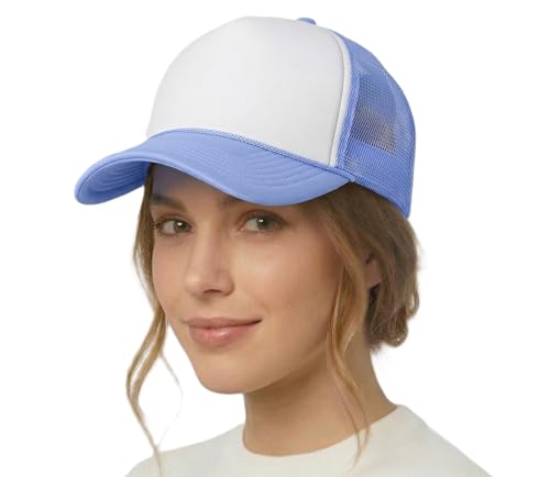 Image of NYFASHION101 Plain Mesh Trucker Hat - Breathable 6-Panel Daily Snapback Cap, Customizable Ideal for DIY Embroidery & Patches