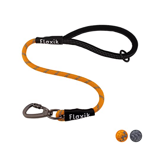 Floxik Kurzführer orange für Hunde | reflektierende Kurzleine aus Kletterseilmaterial | optimal fürs Leinentraining & Freilauftraining Cover