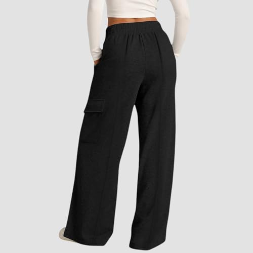 Wide Leg Cargo Sweatpants for Women Baggy Drawstring High Waisted Jogger Loose Comfy Athletic Pants with Pockets3