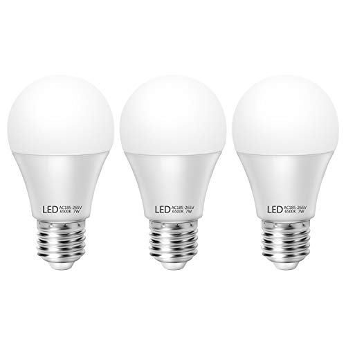 moinkerin 3 stuks LED-lamp E27 LED E27 LED gloeilampen E27 7W wit licht 6500K voor thuis, slaapkamer, woonkamer, kroonluchter, eetkamer, hotel, [energieklasse A +]