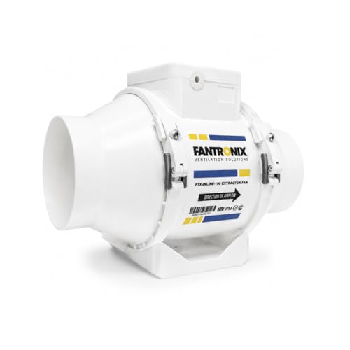 Fantronix 100 mm (4) Standard Inline Extractor Fan Quiet Bathroom Shower & Hydroponic Grow Room Ventilation