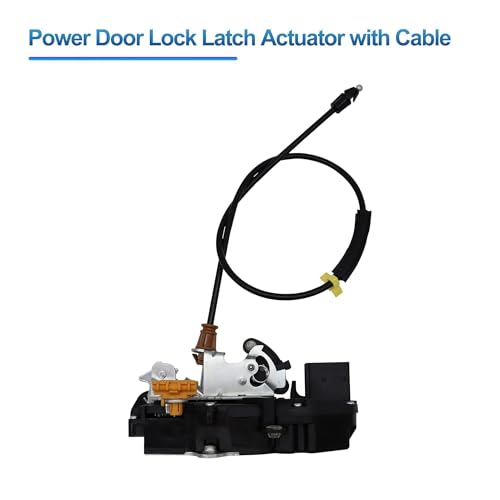 Image of HiSport 22862028 Power Door Lock Latch Actuator with Cable Front Left Driver Side - Compatible with Chevy Silverado 1500 2500HD 3500HD GMC Sierra 2010-2014 - Replaces 931920
