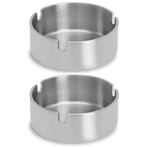 STOUCLA 2 ceniceros de acero inoxidable de 10 cm para exterior y hogar, color plateado Cover