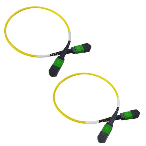 Image of 2Pcs 0.3m MPO Fiber Optic Patch Cord, Single Mode Cable Jumper Plug, Female to Female, 12 Core 6 Channel Type B, APC end face, LSZH 3.0mm G657A1, Compatible with 8 Core 4 Channel MPO