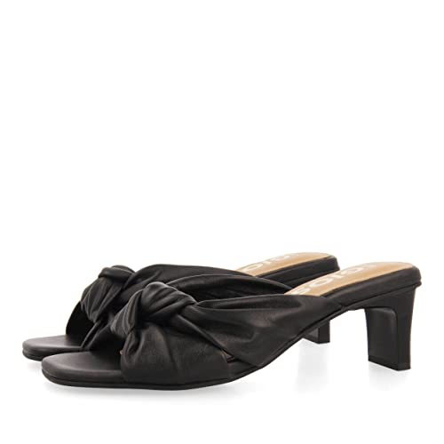 GIOSEPPO Sandalias Negras de Piel con Nudo para Mujer bahge