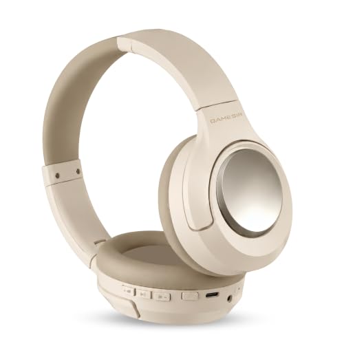Image of GameSir BeatXtra Pro Wireless Bluetooth Headphones V5.3, Over-Ear Stereo Headset with 40mm Drivers, Noise Cancelling, Soft Cushioned Ear Cups, 10m Wireless Range, Teen & Adults (Beige)